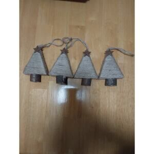 Rustic Twine & Metal Tree Ornaments Set of 4 Handmade Christmas